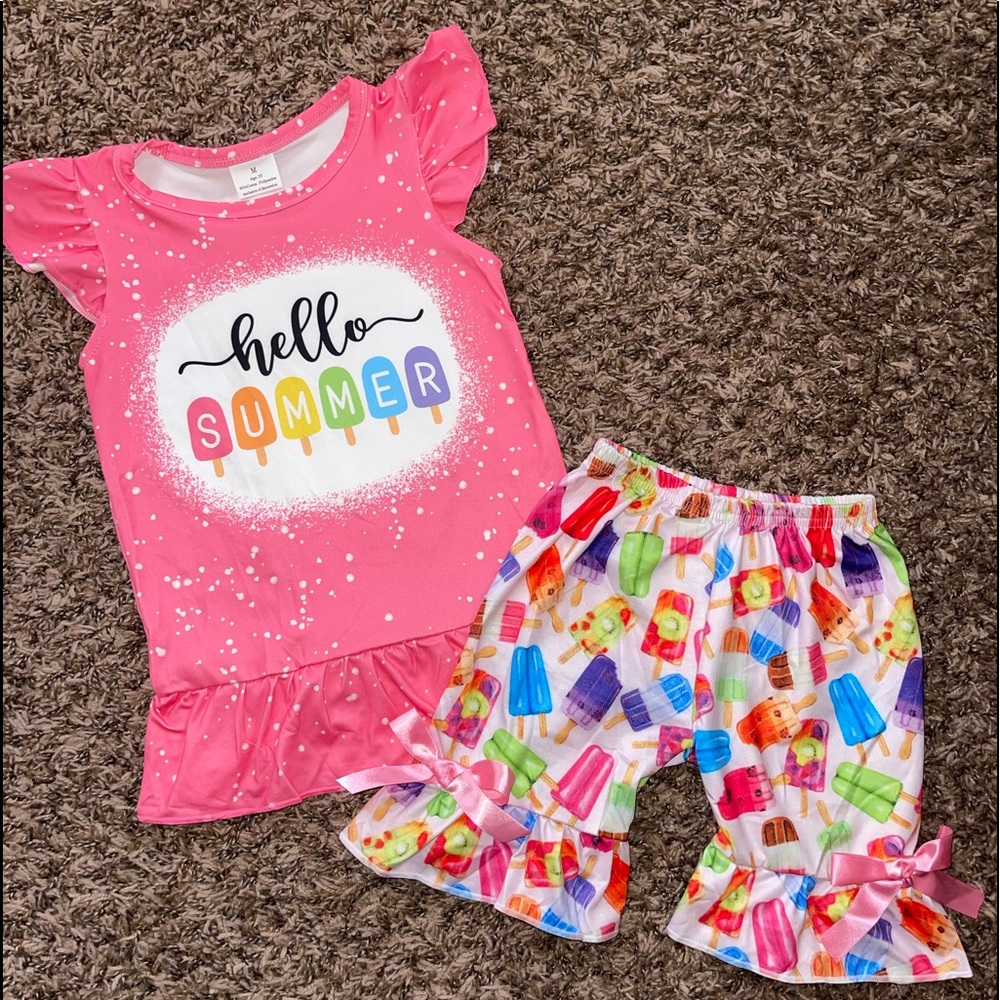 Little Girls Hello Summer Matching Set
